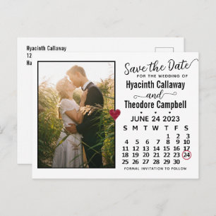 Invitation Carte Postale Mariage Enregistrer la date Juin 2023 Calendrier P