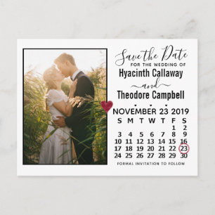 Invitation Carte Postale Mariage Enregistrer la date Novembre 2019 Calendri