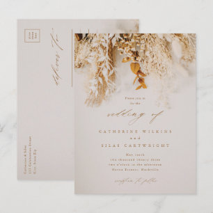 Invitation Carte Postale Mariage Fleurs d'Automne Bohème