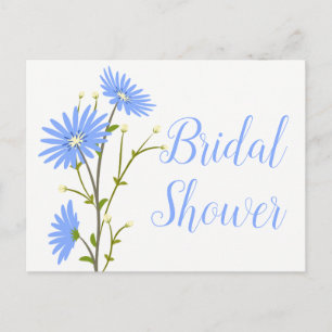 Invitation Carte Postale Mariage Fleurs de Marguerites Florales Bleues Fête