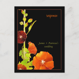 Invitation Carte Postale Mariage floral Hollyhock élégant RSVP