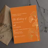 Mariage ginkgo feuille brûlé or orange