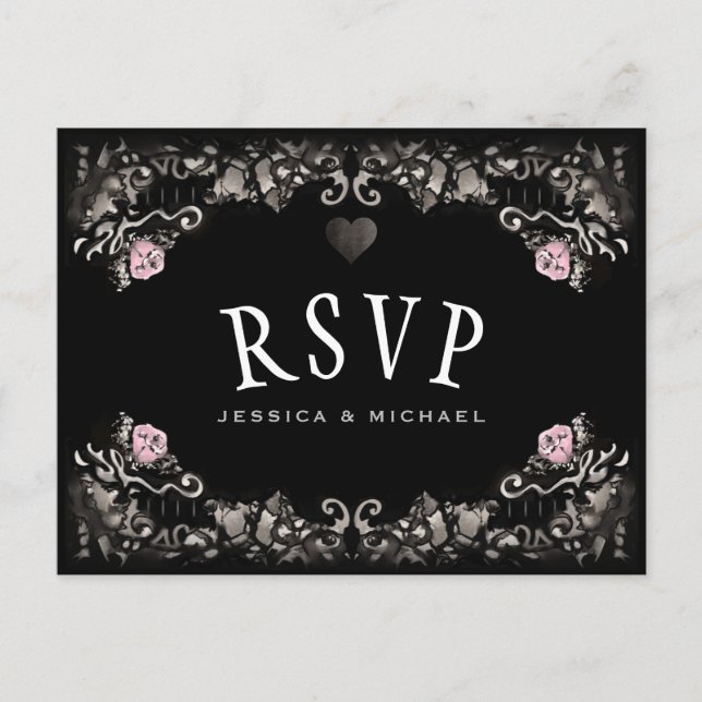 Invitation Carte Postale Mariage Halloween correspondant RSVP PostCards Cem (Devant)