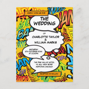 Invitation Carte Postale Mariage humoristique moderne