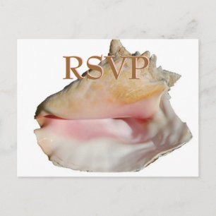 Invitation Carte Postale Mariage Invités RSVP Conch Seashell