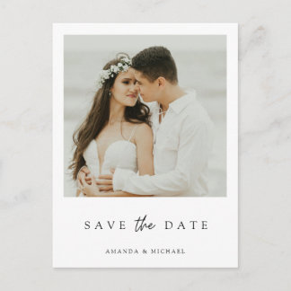 Invitation Carte Postale Mariage minimaliste moderne avec photo de Save the