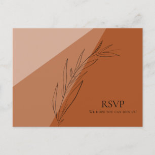 Invitation Carte Postale Mariage moderne Terra Cotta RSVP