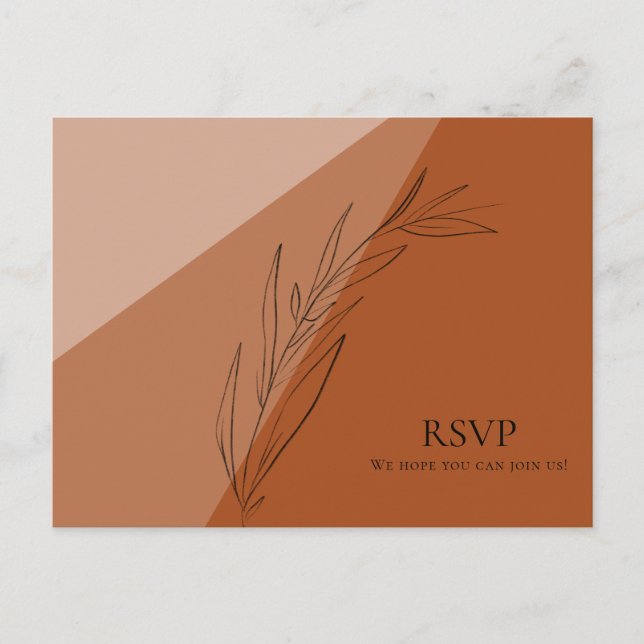 Invitation Carte Postale Mariage moderne Terra Cotta RSVP (Devant)