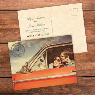 Invitation Carte Postale mariage nostalgique vintage