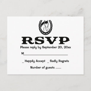 Invitation Carte Postale Mariage Occidental de Style Country à Cheval RSVP