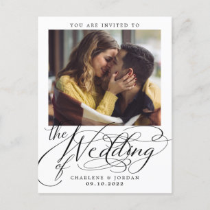 Invitation Carte Postale Mariage photo de Calligraphy Moderne