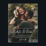 Invitation Carte Postale Mariage photo de script moderne<br><div class="desc">Ce Faire-part de mariage de photo de script moderne comporte un type simple et des noms manuscrits avec une photo verticale à fond saigné sur le devant. Le dos a une deuxième photo et est une carte postale. Tous les éléments sont modifiables, police, photo et couleur arrière - plan. Cliquez...</div>
