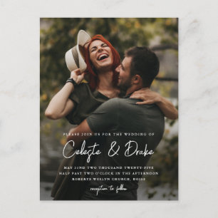 Invitation Carte Postale Mariage photo de script moderne