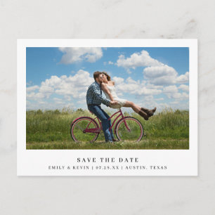 Invitation Carte Postale Mariage photo minimaliste simple Enregistrer la da