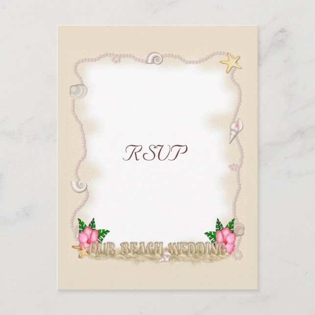Invitation Carte Postale Mariage plage RSVP (Devant)