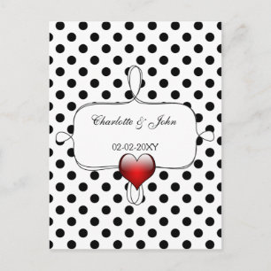 Invitation Carte Postale Mariage Pois noir et blanc