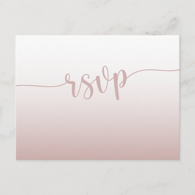 Invitation Carte Postale Mariage RSVP or Rose simple (Devant)
