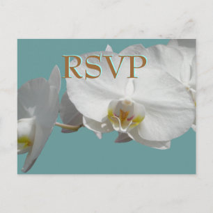 Invitation Carte Postale Mariage RSVP Orchidées Blanches