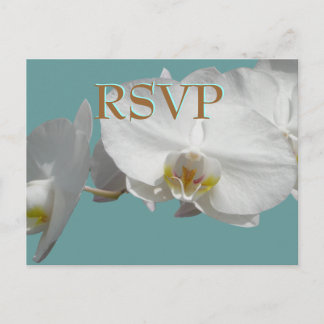 Invitation Carte Postale Mariage RSVP Orchidées Blanches