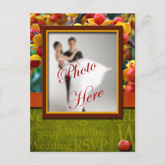Invitation Carte Postale Mariage RSVP Rustique Automne En Amour Photo Perso
