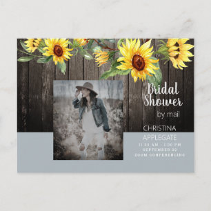 Invitation Carte Postale Mariage Rustique par la Poste II Tournesol & Photo