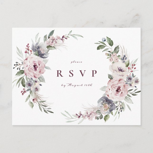 Invitation Carte Postale Mariage rustique rose boho Dusty (Devant)