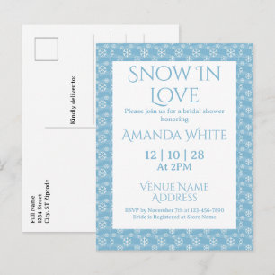 Invitation Carte Postale Mariage sous la neige Flocon de neige bleu Enterre