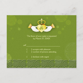 Invitation Carte Postale Mariage traditionnel irlandais vert RSVP