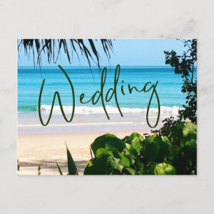 Invitation Carte Postale Mariage Tropical Beach Ocean Blue Destination