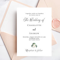 Mariage vert ginkgo feuille script simple