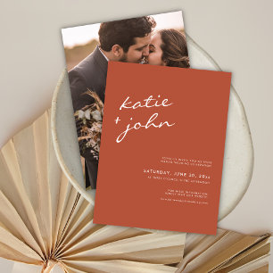 Invitation Carte Postale Mariage virtuel en terre cuite minimaliste simple