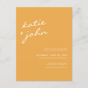 Invitation Carte Postale Mariage virtuel minimaliste Jaune de moutarde bril