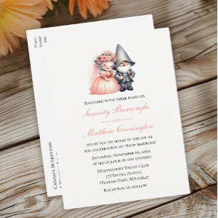Invitation Carte Postale Mariage Whimsical Gnome Woodland Orange Garden