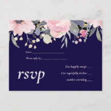 Marine bleu rose Floral moderne Budget Mariage
