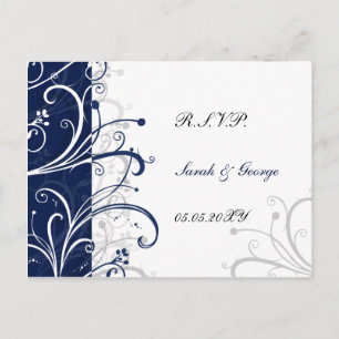 Invitation Carte Postale marine style mariage rsvp