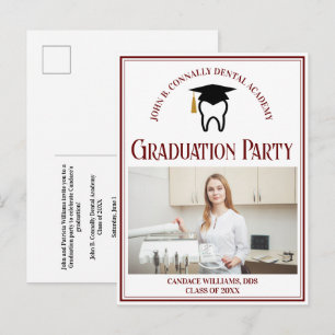 Invitation Carte Postale Maroon Dental School Photo Custom Graduation Party
