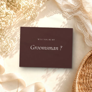 Invitation Carte Postale Marron Chocolat Formel Soyez Mon Garçon D'Honneur 