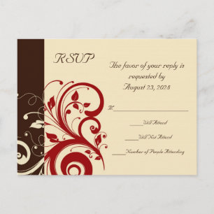 Invitation Carte Postale Marron/Crème/Rouge Tourbillon Inverse