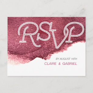 Invitation Carte Postale Marsala peint rose moderne mariage simple RSVP
