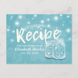 Invitation Carte Postale Mason Jar String Lumière Fête des mariées Florale