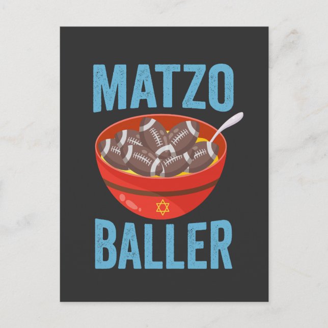 Invitation Carte Postale Matzo Baller Funny Football Hanoukka Rugby Cadeau (Devant)