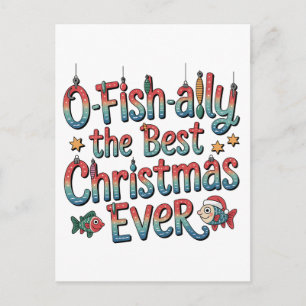 Invitation Carte Postale Meilleur Noël de pêche Offishally Ever