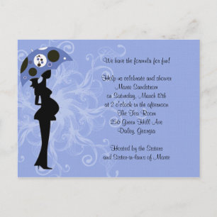 Invitation Carte Postale Mère moderne bleue avec parapluie