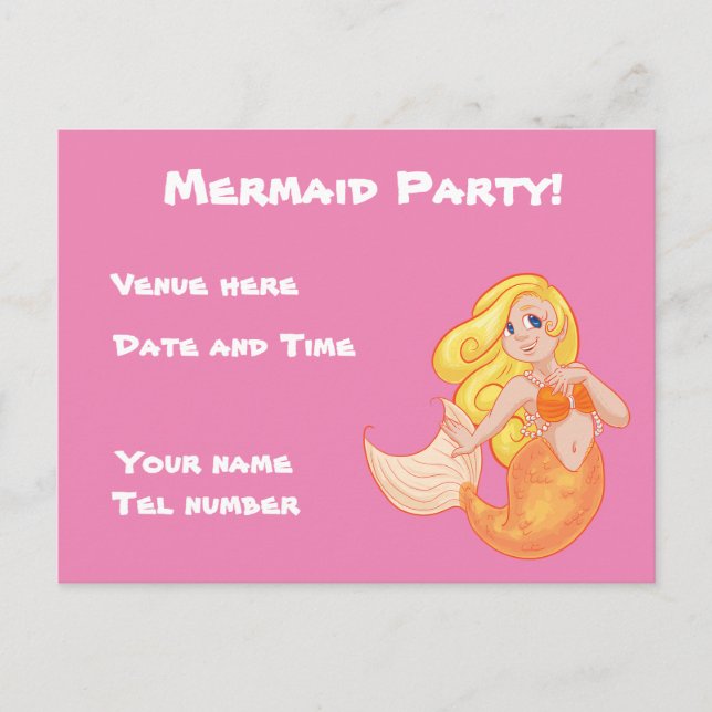 Invitation Carte Postale Mermaid Party (Devant)