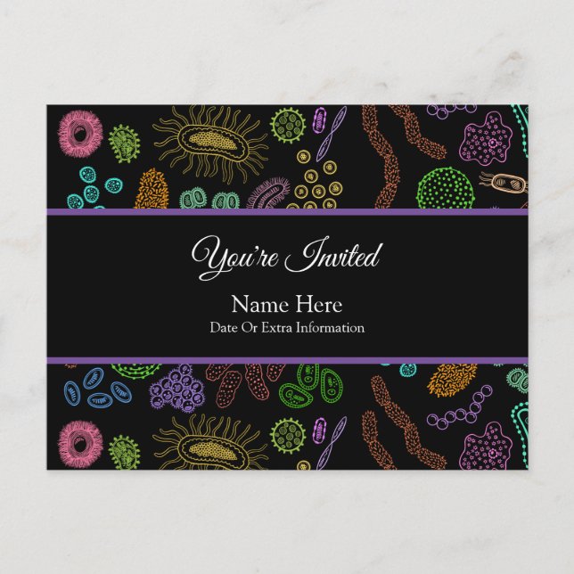 Invitation Carte Postale Microbes (Devant)