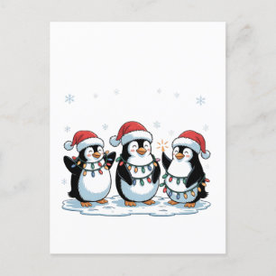 Invitation Carte Postale Mignon manchot portant un chapeau de Père Noël Xma