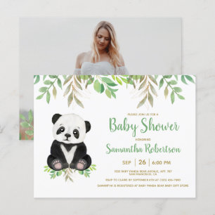 Invitation Carte Postale Mignonne Ours Vert Aquarelle Sexe Neutre Photo