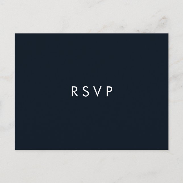 Invitation Carte Postale Minimal chic Bleu foncé | Choix de repas pour RSVP (Devant)