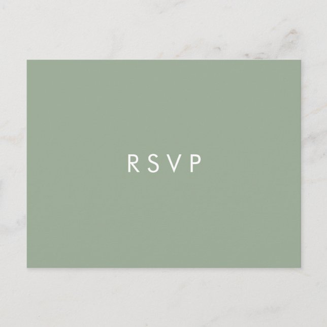 Invitation Carte Postale Minimal chic Sage | Réponse de mariage CHOIX DE RE (Devant)