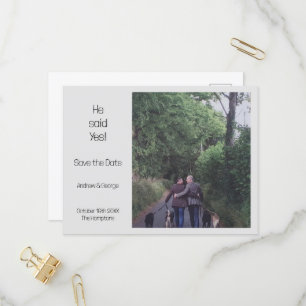 Invitation Carte Postale Minimaliste Il A Dit Oui Photo Gay Mariage